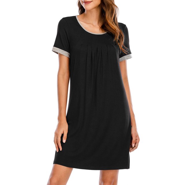 Vestido de tumbona para mujer, camisones sueltos de manga corta, pijamas para descansar Irfora Vestido