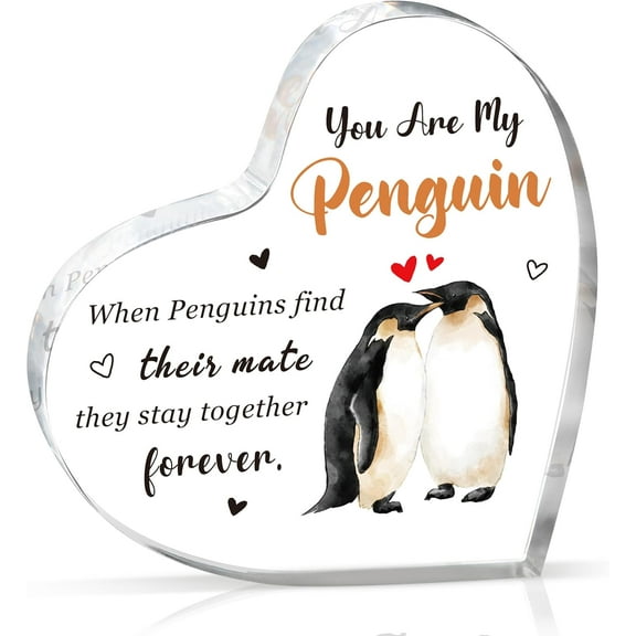 Romantic Anniversary Penguin Christmas Gifts for Girlfriend BoyfriendWife Husband Couples Women, I Love You Gifts for Her Him on Anniversary Valentine - Heart Acrylic Plaque - You Are My Penguin