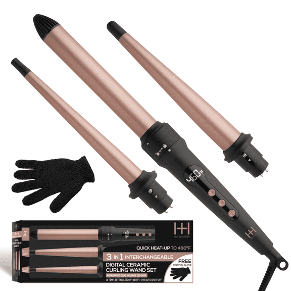 Hot & Hotter Long Professional 1 in Ceramic Hair Curling Iron, Automatic Shutoff, Gold