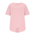 thumbnail image 4 of Miluxas Two Piece Stripe Pajamas Set Women Nightwear Short Sleeve Sleepwear Soft Side Split Loungewear Pjs Sets Pink, 4 of 9