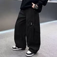 thumbnail image 4 of LIIPEE Boys Cargo Pants With Multiple Pockets Casual Fashion Solid Color Elastic Waist Baggy Wide Leg Trousers Kids Comfortable Breathable Versatile Bottoms,9-10 Years, 4 of 6