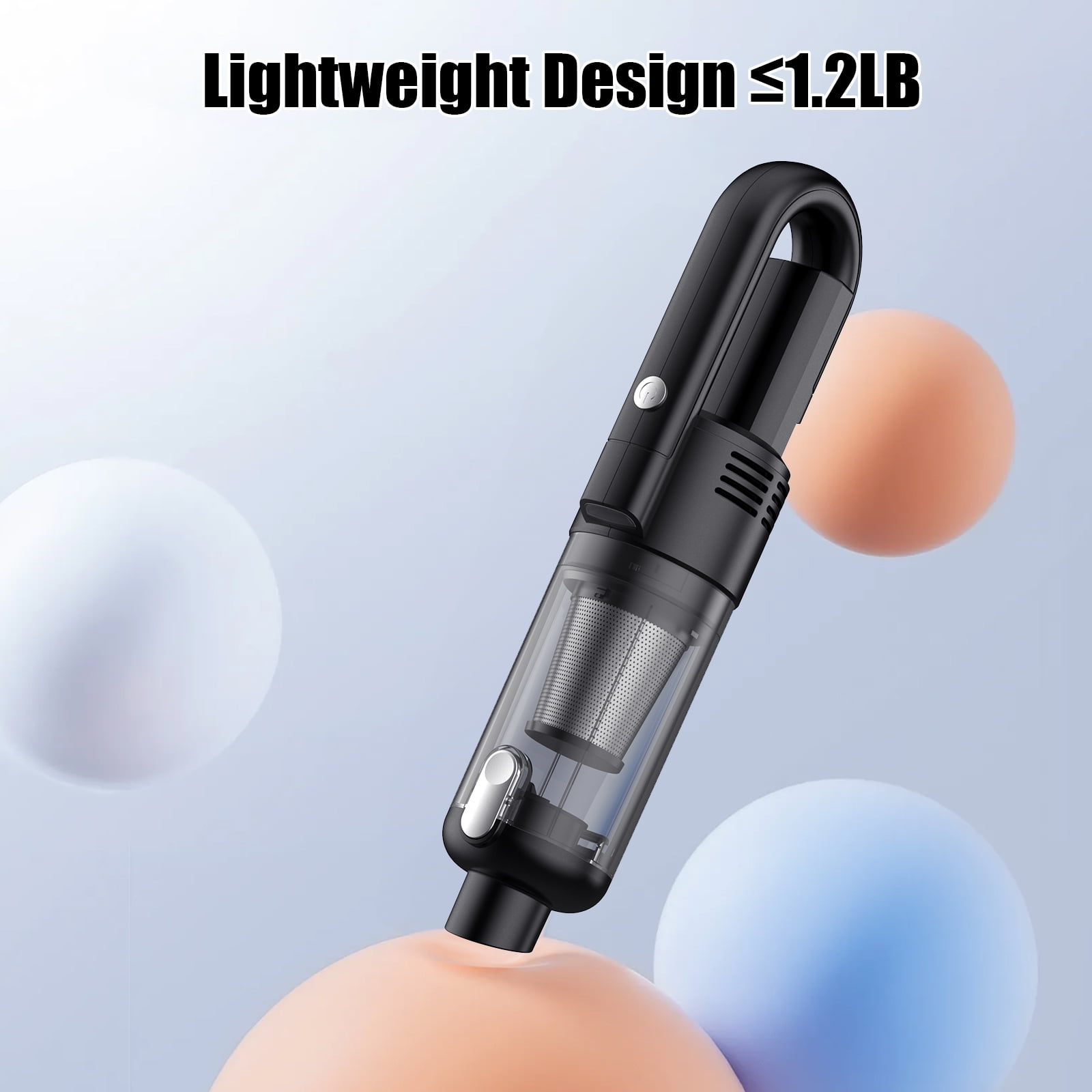 Hioha SV01-Black Cordless Handheld Car Vacuum Cleaner - 9500Pa - LED Display - HEPA Filter - Black