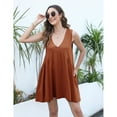 thumbnail image 5 of Women's T-Shirt Dress with Pockets Casual V Neck Sleeveless Sundress Loose Fit Summer Mini Dress, 5 of 7