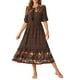 thumbnail image 2 of VESTIDO MIDI BOHEMIO CON CUELLO EN V Y MANGAS CORTAS INSPIRE CHIC S Negro, 2 of 6
