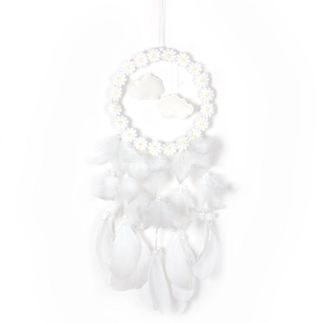 Atrapasueños de nubes y flores LED, lámpara de noche romántica blanca, atrapasueños elegante