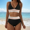 thumbnail image 2 of Huesdet Women's Triangle Bikini Floral String Bikini Set Two Piece Swimsuit Bathing Suits(B-Black,M), 2 of 9