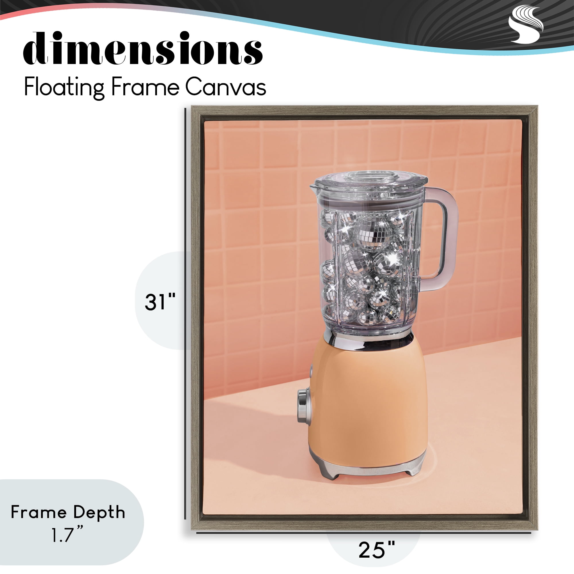 Stupell Industries Disco Drink Blender over Orange Brown Framed Floater Canvas Wall Art, design by LISH Creative