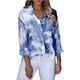 thumbnail image 4 of Mujeres Casual Tie-dye Impresión Manga larga Turn-down Collar Camisa Bolsillos Tops Fridja  hj5212, 4 of 9
