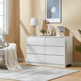 thumbnail image 3 of CHITOOMA Wood Dressers for Bedroom 6 Drawer, 47.2" Adult Horizontal Dresser with Large Drawer, Storage Cabinet Chest of Drawer for Living Room, Hallway, White, 3 of 8