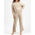 thumbnail image 4 of FAIWAD Womens Two Piece Outfits Round Neck Sweater with Flared Trousers Solid Color Sweatsuit (0, ), 4 of 6