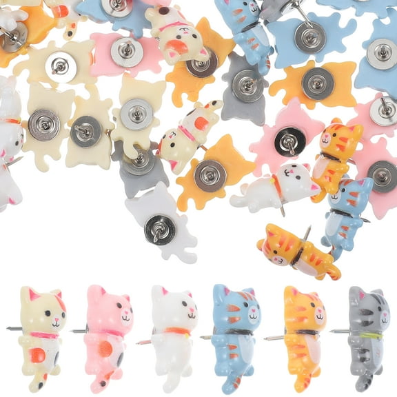 Leifggao 60pcs Cat-Shaped Push Pins Decorative Animal Thumb Tacks for Bulletin Boards and Office Use