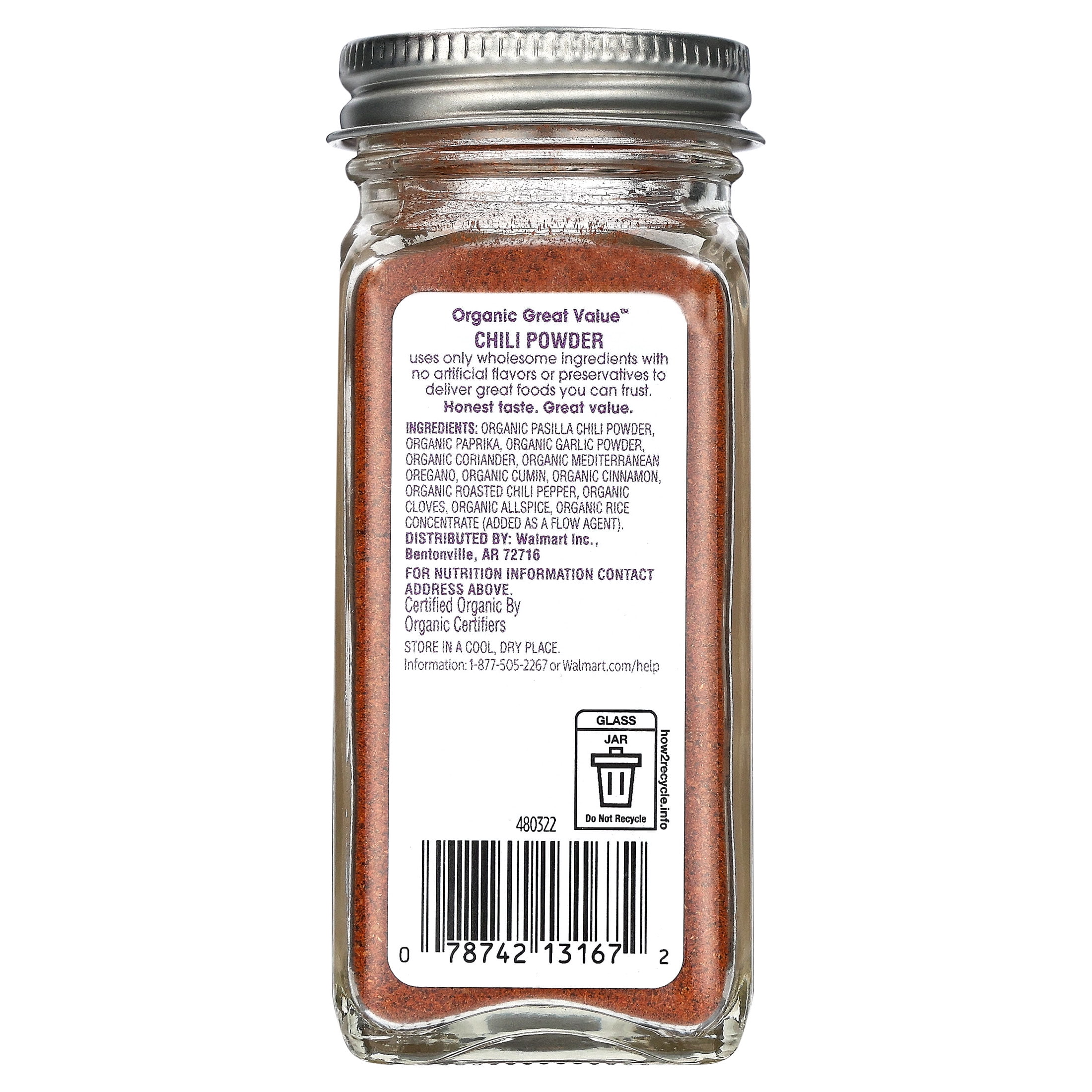 (4 pack) Great Value Organic Chili Powder, 2 oz