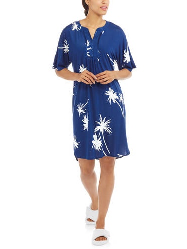 Poly Spandex Palm Trees Caftan Lounger 