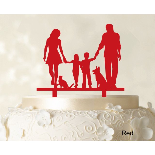 Family Cake Topper Personalized Silhouette Cake Topper Color Option Available 6-8 Inches Wide