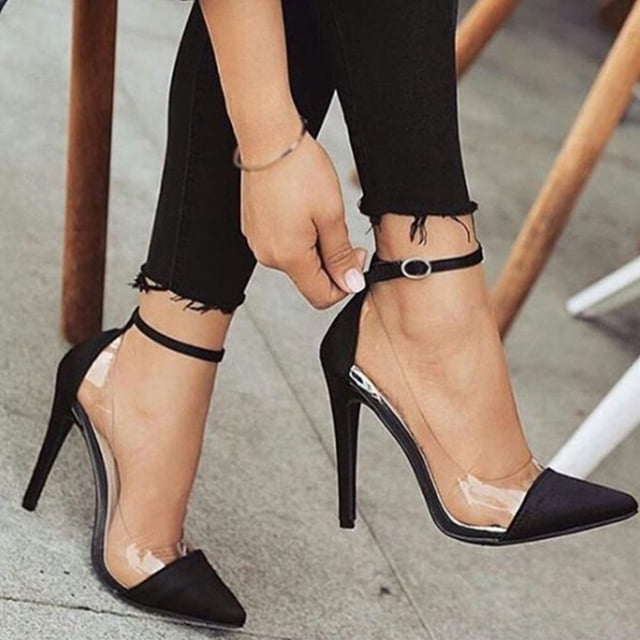 Zapatos de mujer, tacones elegantes de verano, tacones súper altos, sandalias transparentes con correa en el tobillo a juego de colores puntiagudos Wmkox8yii hfjk2725