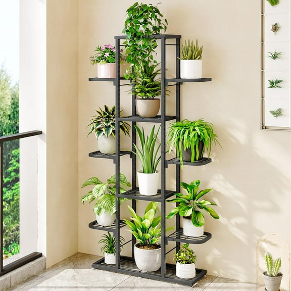  Towallmark 7 Tier Tall Metal Plant Stand, Heavy-Duty Corner Shelf for Indoor Outdoor, Multi iron Plant Holder for Garden, Balcony, Living Room, Bedroom