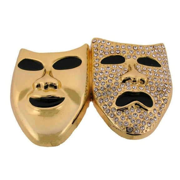 Laugh now cry later Skull Dual Bling Belt Buckle Unisex Party Costume Halloween Gold Finished