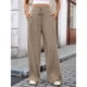 thumbnail image 4 of Pantalones de Pijama Holgados de Punto Suave con Bolsillos y Pernera Acanalada para Mujer con Cordón Ajustable. Marrón XXL, 4 of 10