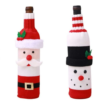 Christmas Xmas Santa Snowman Wine Bottle Protector Sleeve Decoration Desk Travel Picnic Case Bag Festival Holiday