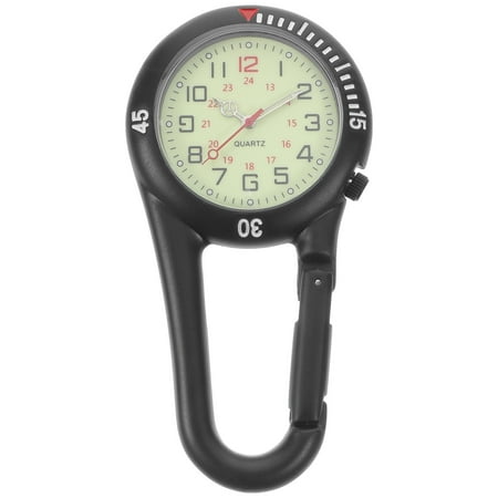 

Weis Clip-on Quartz Watch Night Light Alloy Unisex Backpack Buckle Belt Fob Watch Black With White Dial For Doctors Nurses Climbing (Black)