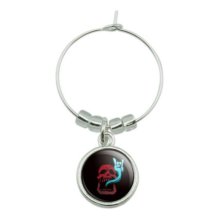 Rock and Roll Soul Skull Wine Glass Charm Drink Marker