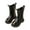 Black, variant on Mid Calf Boots for Girls Wide Calf Riding Boot Round Toe Low Heel Combat Boots PU Leather Boot Side Zipper Walking Shoes Punk Goth Booties Western Cowboy Bootie Casual Comfatable Slip On Shoes
