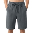 thumbnail image 6 of Mens 5"/ 7" Linen Shorts Drawstring Elastic Waist Shorts with Pockets Flat Front Linen Shorts Cotton Linen Casual Summer Vacation Beach Vacation Wear,Gray M, 6 of 6