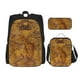 thumbnail image 1 of Disketp Vintage Map Mochila Estampada de Gran Capacidad con Lonchera y Estuche, Set de 3 Piezas para Estudiantes, 1 of 7