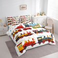 thumbnail image 2 of Manfei Classic Train 7-Piece Twin Bedding,Cartoon Toy Print Bedding Comforter Set,White,Polkadot Reversible, 2 of 7