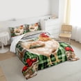 thumbnail image 3 of Feelyou Cartoon Rustic Rooster Full Size Comforter Sets, Vintage Farm Animal Bedding Comforter Set, Green Plaid Buffalo Reversible Bedding Sets, Microfiber Bedroom Decor, 3 Pieces, 3 of 8