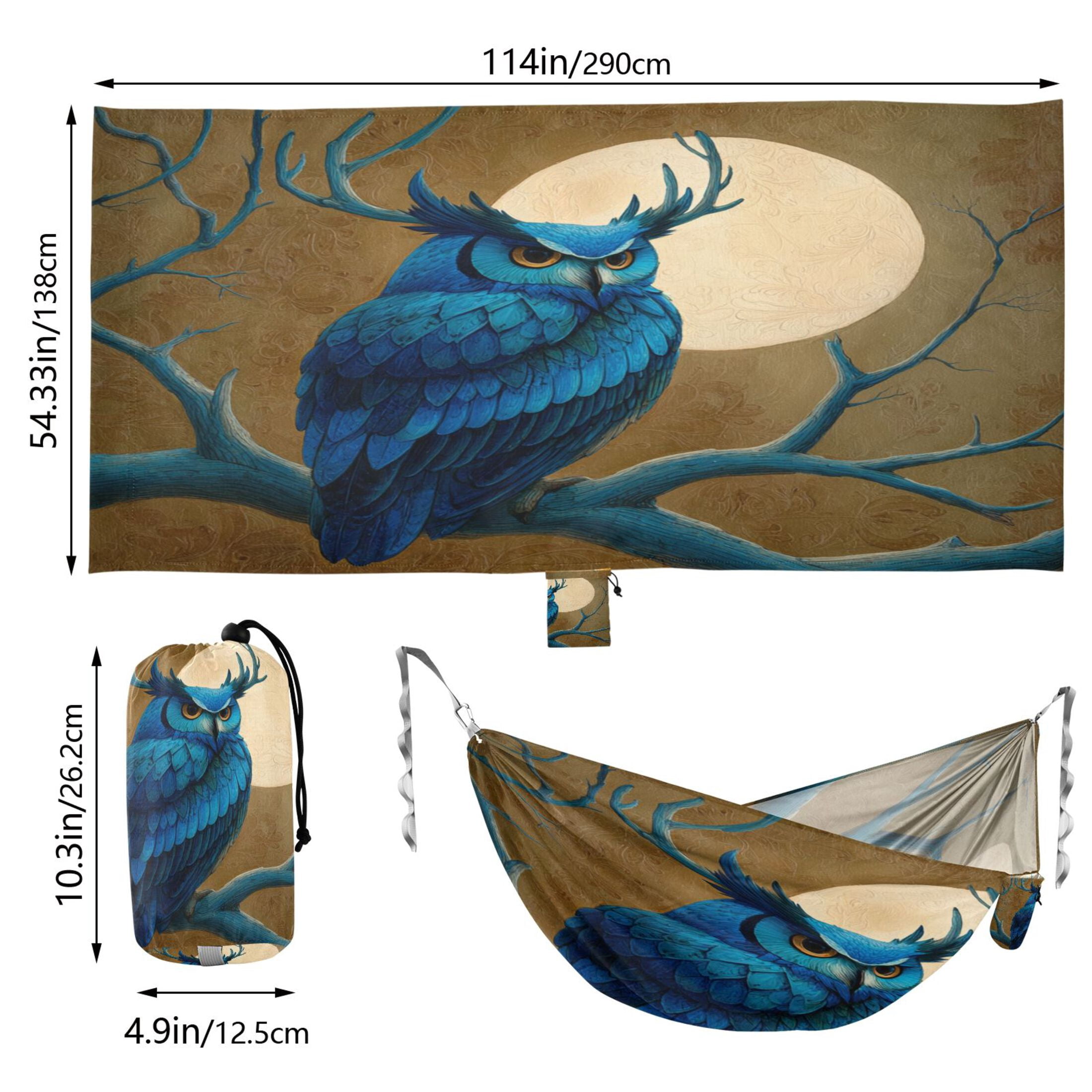 Hammock Camping Hammock Nylon Portable Hammock Travel Camping Hammock Blue Owl Antlers Moon Perch