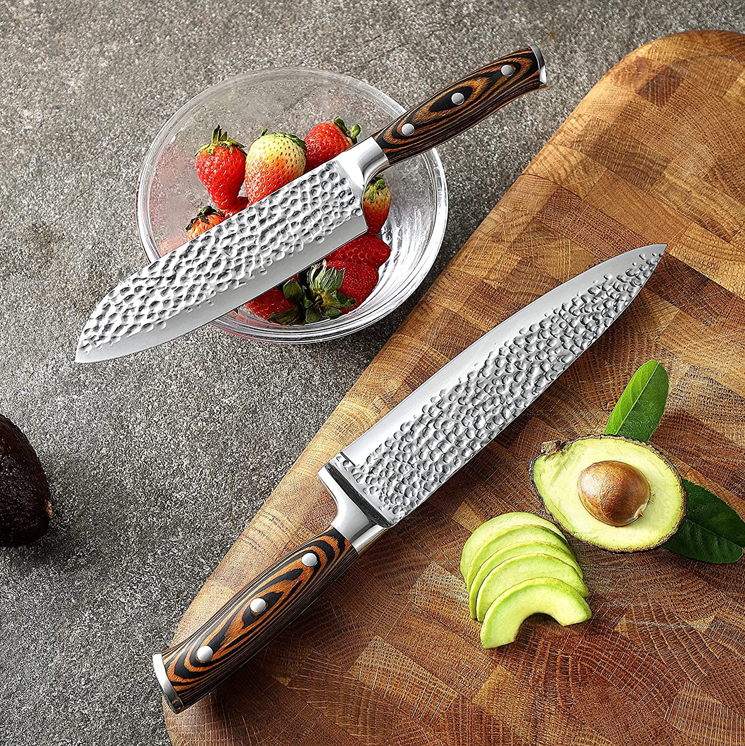 WIZEKA Kitchen Knife Set with Block, Dishwasher Safe 15 Pcs Professional  Chef Knife Set with Knife Sharpener, Food Grade German Stainless Steel  Knife