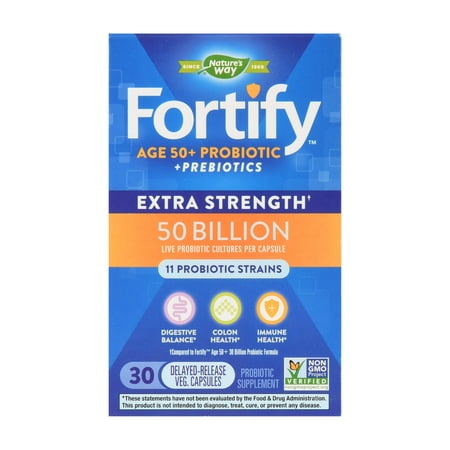 Natures Way Fortify Extra Strength Probiotic Age 50+ 50 Billion Live Cultures 30