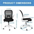 thumbnail image 2 of Foldable Office Chair - Home Office Desk Chairs with Wheels and Flip-Up Arms - Foldable Backrest Mesh Computer Chair Adjustable Swivel Rolling Home Executive (White), 2 of 7