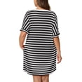 thumbnail image 3 of Daystry Women's Plus Size Striped Fashion V Neck Loose Short Sleeve T Shirt Dress with Pocket for Women, 3 of 13