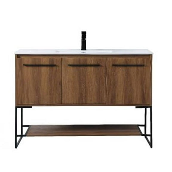48 in. Single Bathroom Vanity in Walnut Brown - 24 x 18.31 x 33.6 in.
