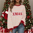 thumbnail image 7 of Women's Oversized Striped Christmas Sweatshirt Crewneck Long Sleeve Pullover Top Casual Fall Clothes, 7 of 7