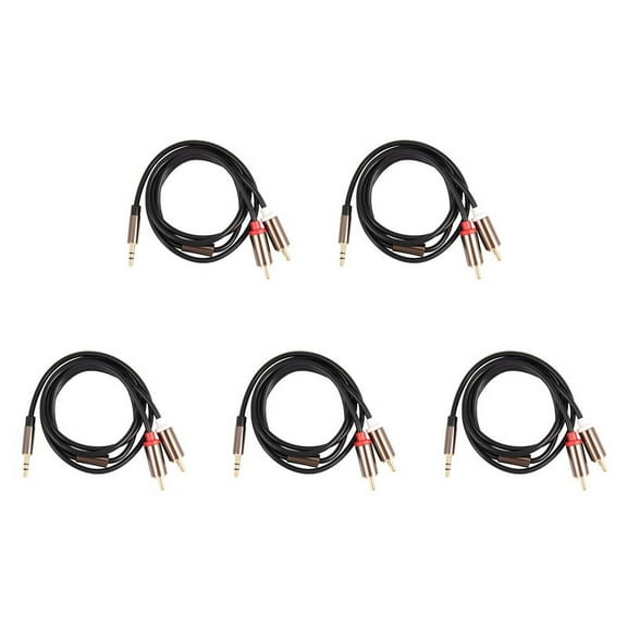 5X Jack 3.5mm to 2 RCA Audio Cable AUX Splitter 3.5mm Stereo Male to Male RCA Adapter 2 Speaker Cable 1M