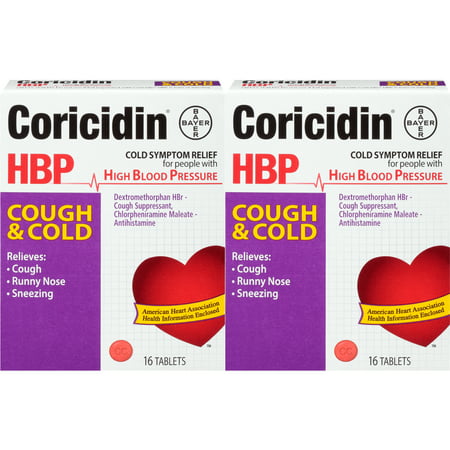 CORICIDIN HBP COUGH AND COLD RELIEVES COUGH RUNNY NOSE SNEEZING 16 TABLET 2 (Best Cold Medicine For Sneezing)