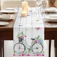 thumbnail image 3 of Table Runners 72 Inches Long Dress Scarves, Spring Farmhouse Kitchen/Dining Table Runner, Coffee Tablerunners, Bicycles Botanical Rose Leaves Butterfly Wood Grain 16x72 Inch, 3 of 9