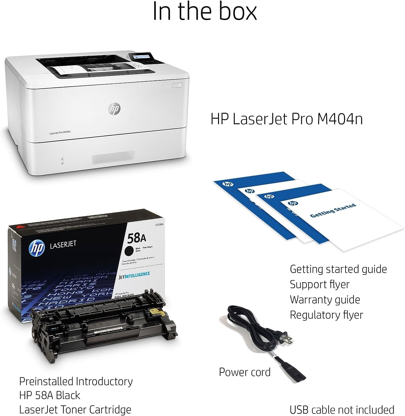 HP LaserJet Pro M404n Monochrome Printer with Built-in Ethernet (W1A52A) (Sold without manufacturer warranty)
