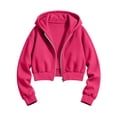 thumbnail image 5 of newwalpole Hoodies for Teen Girls Zip up Long Sleeve Cropped Hooded Kids Sweatshirts | cute preppy youth trendy fashion back to school(Hot Pink,9-10 Years), 5 of 6