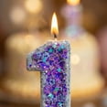 thumbnail image 4 of Birthday Candle Number Purple Glitter Cartoon Creative Party Cake Topper Decoration, Vibrant Numeric Candle for Celebration, Glittering Cake Decor Supplies, 4 of 6