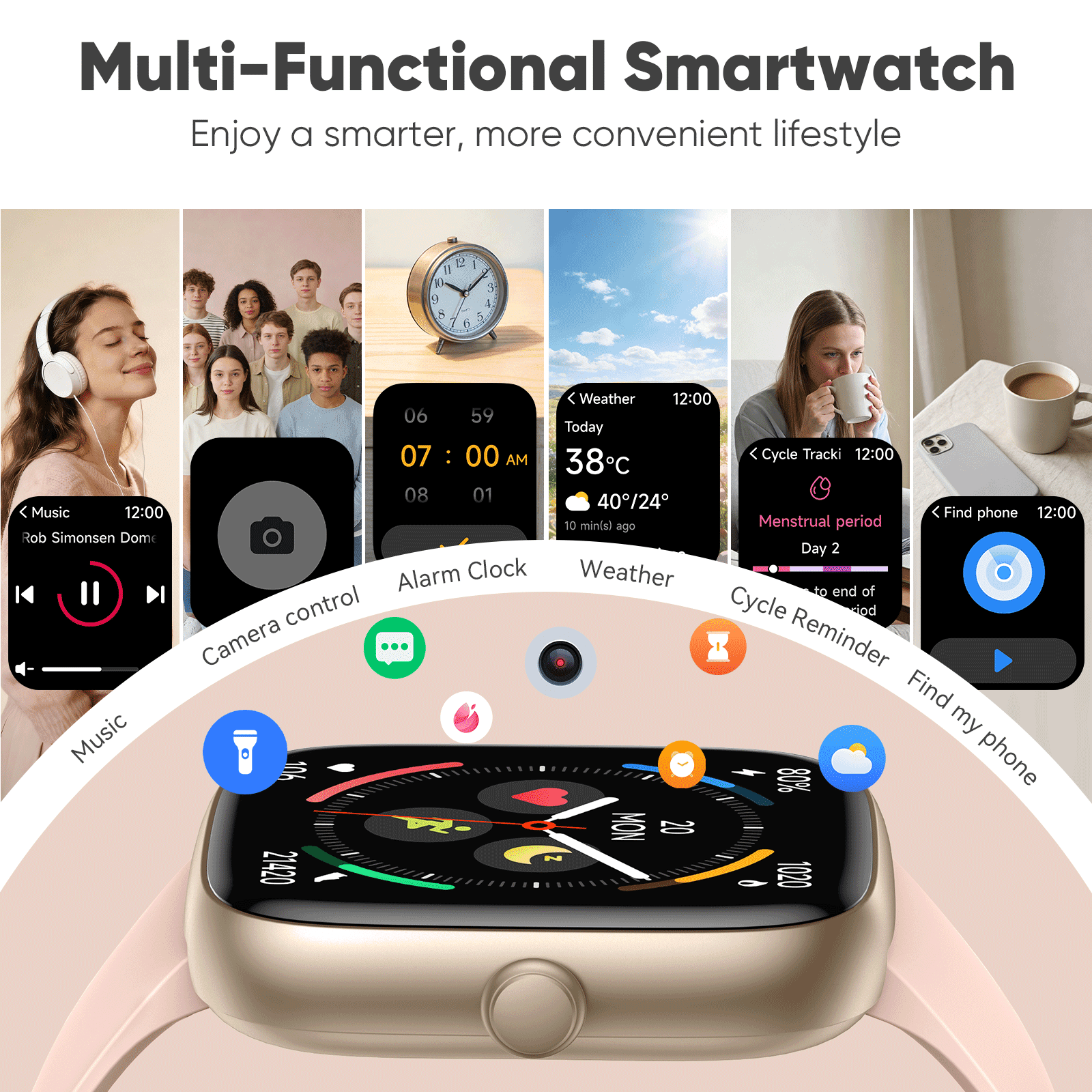 Smart Watches for Men Women (Answer/Make Calls), 1.83" Touchscreen Fitness Watch with 110+ Sport Modes, Fitness Tracker, IP68 Waterproof Smartwatch for Android Ios Pink