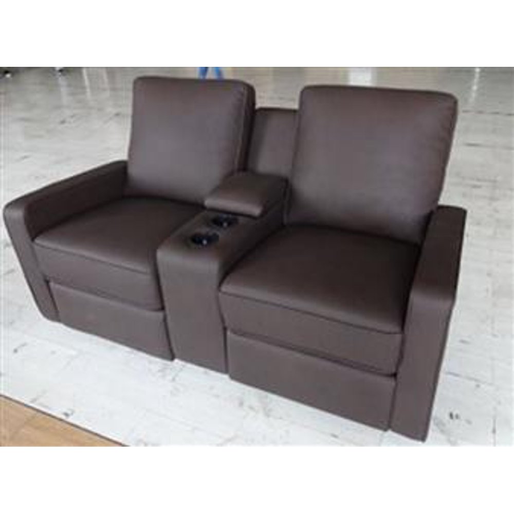 Brown Sofa With Seating For Two, Dual Drink Holder