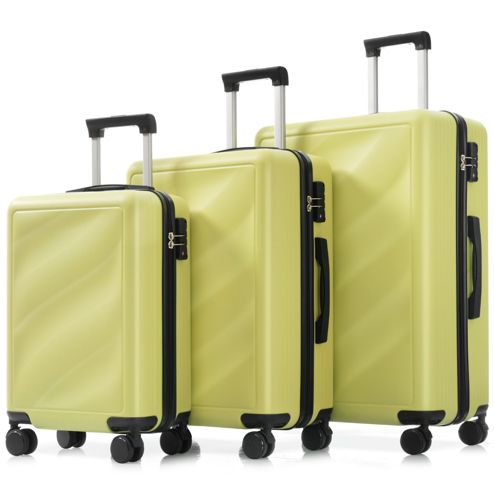 Euroco Luggage Set 3 Piece, ABS Hardside Suitcase with Spinner Wheels,TSA Lock and 2 Side Hooks,Lightweight Durable Travel Suitcase Set(20"/24"/28"),Tea Green