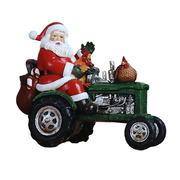 1 adorno de resina, regalo navideño, lindas mini figuras decorativas de Papá Noel Conducir un camión agrícola