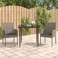 thumbnail image 1 of vidaXL 3 Piece Garden Dining Set with Cushions Black and Grey Poly Rattan, 1 of 5