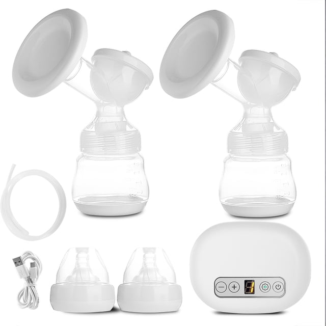 Extractor de leche eléctrico USB de doble succión, automático y ajustable, para alimentación infantil, color blanco