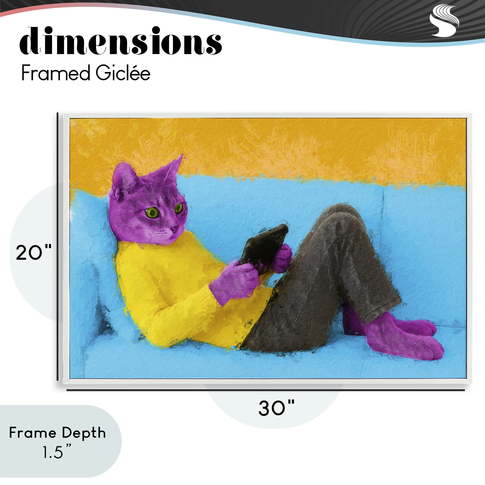 Stupell Industries Vibrant Cat Playing Game White Framed Giclee Art, design by Sean Parnell